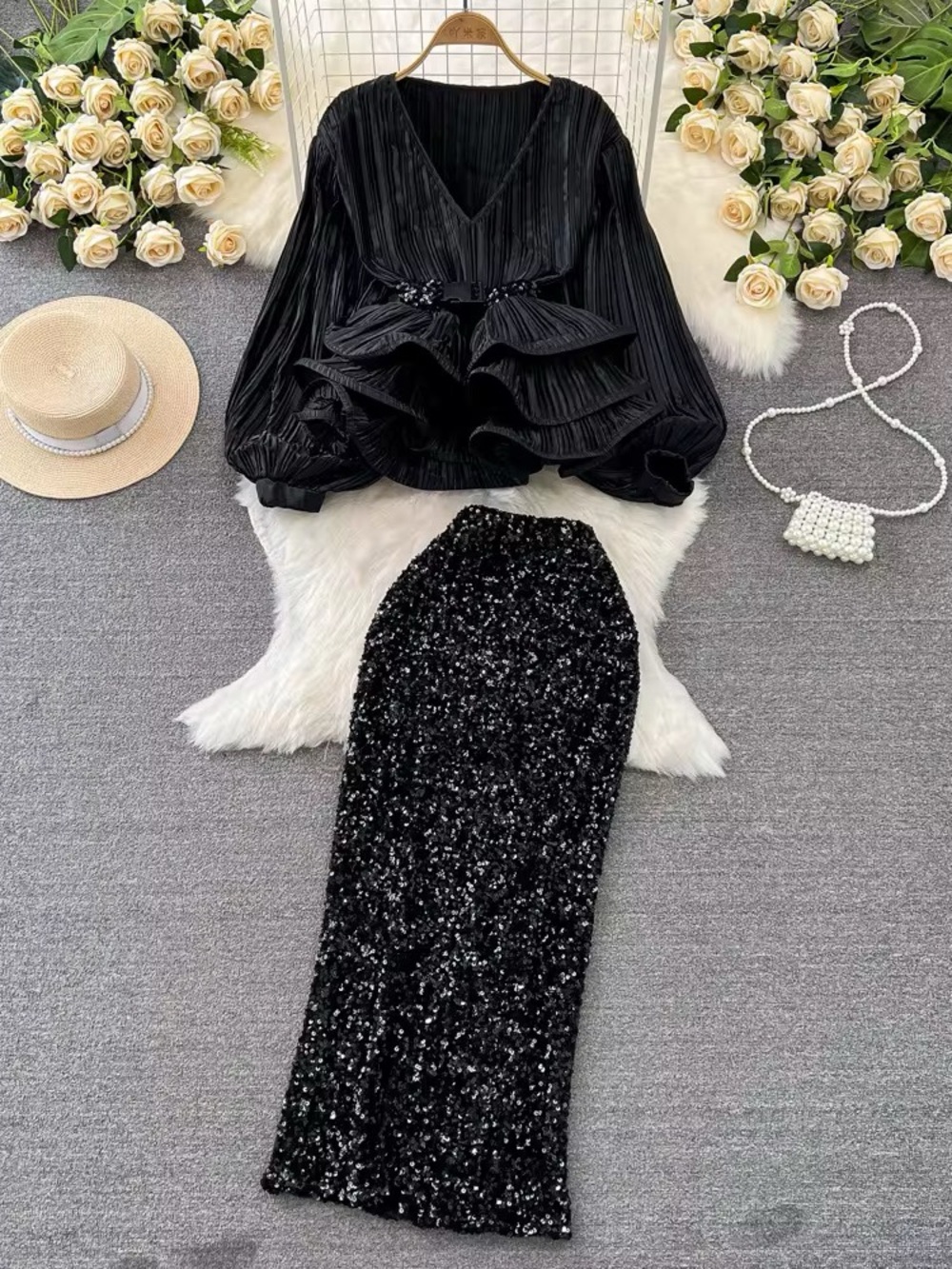 Glamorous Ruffle Two Set One Size - Picture 2 of 5